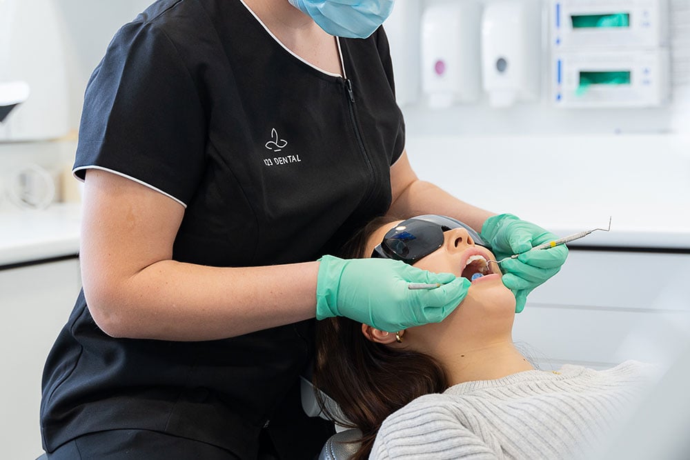 Patient in dental chair